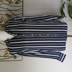 EVERLANE The Satin Relaxed Shirt Navy/ Bone